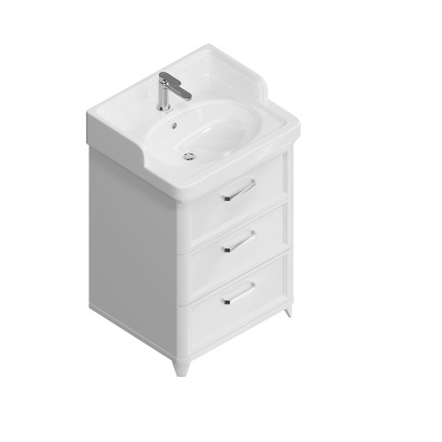 Тумба POMPEI напольная с 3 ящиками 60, белая глянцевая Тумба POMPEI напольная с 3 ящиками 60, белая глянцевая