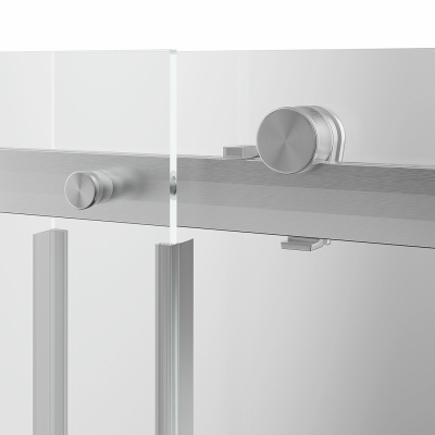 Душевая дверь CRISTALLO, раздвижная с функцией soft close, 140х210, брашированный никель, упаковка 1/2