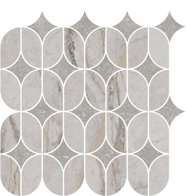 Декор Ифран наборный серый светлый глянцевый обрезной 30x32,5x0,9