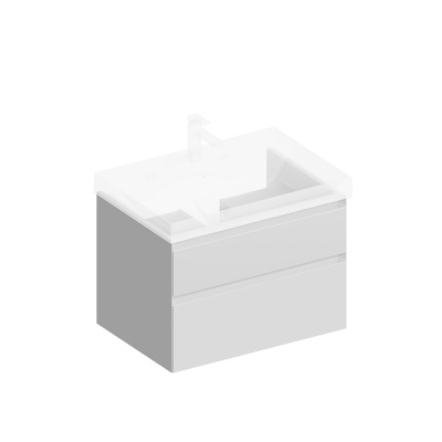 Комплект с белой тумбой и раковиной CUBO 70 см, смесителем NOTA и зеркалом MIO