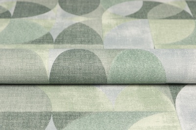 Обои виниловые на флизелиновой основе Шафран мотив, зелёный, круги