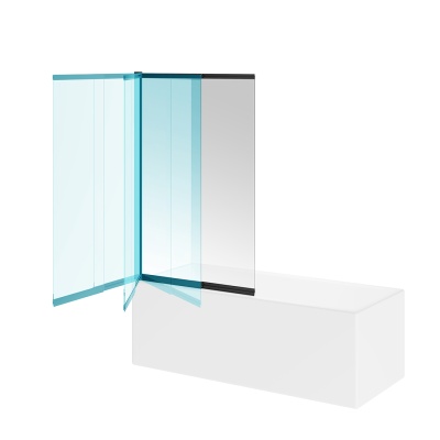 Шторка на ванну VETRO, раздвижная/распашная, 100х150, матовый черный Шторка на ванну VETRO, раздвижная/распашная, 100х150, матовый черный