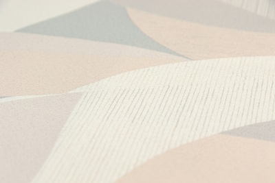 Обои виниловые на флизелиновой основе Шафран мотив, бежевый серый, листья