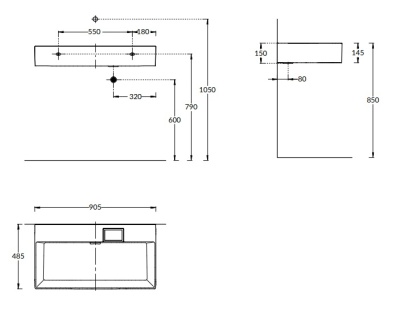 Раковина LOGICA мебельная\подвесная без отверстий 90, белая глянцевая Раковина LOGICA мебельная\подвесная без отверстий 90, белая глянцевая