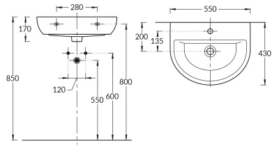 Раковина BUONGIORNO подвесная 55, белая глянцевая Раковина BUONGIORNO подвесная 55, белая глянцевая
