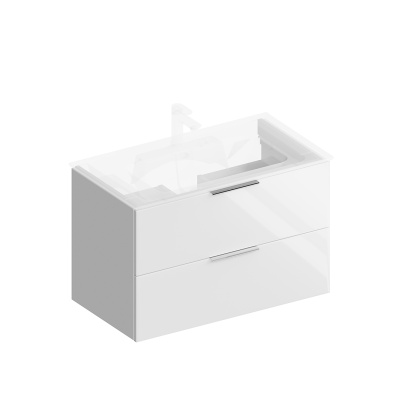 Тумба PIANO Forte подвесная 85 см, 2 ящика, белый глянцевый