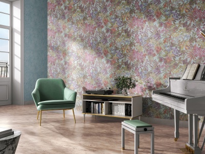 Обои виниловые Джангл мотив, голубой цветной