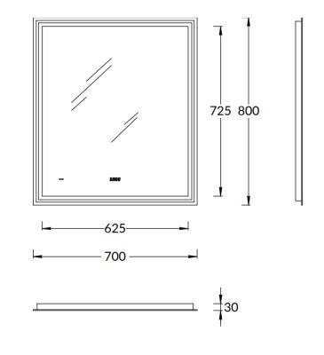Зеркало TECNO c LED 70 с подсветкой, с функцией антизапотевание, белый глянцевый Зеркало TECNO c LED 70 с подсветкой, с функцией антизапотевание, белый глянцевый