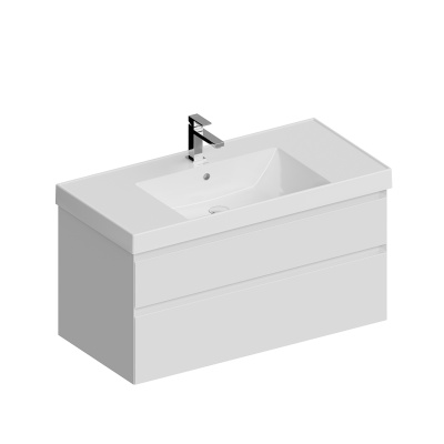 Тумба CUBO подвесная с ящиками 100, белая матовая Тумба CUBO подвесная с ящиками 100, белая матовая