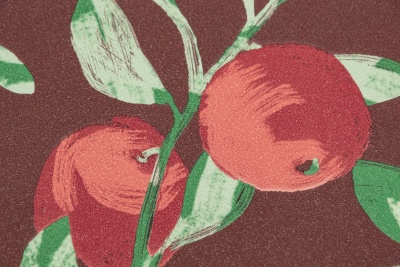 Обои виниловые на флизелиновой основе Шафран мотив, красный, апельсины