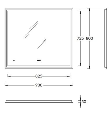 Зеркало TECNO c LED 90 с подсветкой, с функцией антизапотевание, белый глянцевый Зеркало TECNO c LED 90 с подсветкой, с функцией антизапотевание, белый глянцевый