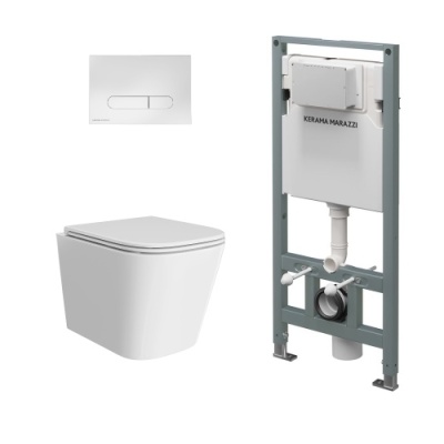 Комплект с подвесным унитазом CUBO, инсталляцией PRO и кнопкой управления белый глянец Комплект с подвесным унитазом CUBO, инсталляцией PRO и кнопкой управления белый глянец